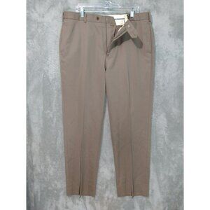 Brooks Brothers Dress Pants Men 38x32 Beige Wool Madison Flat Front Tapered Leg